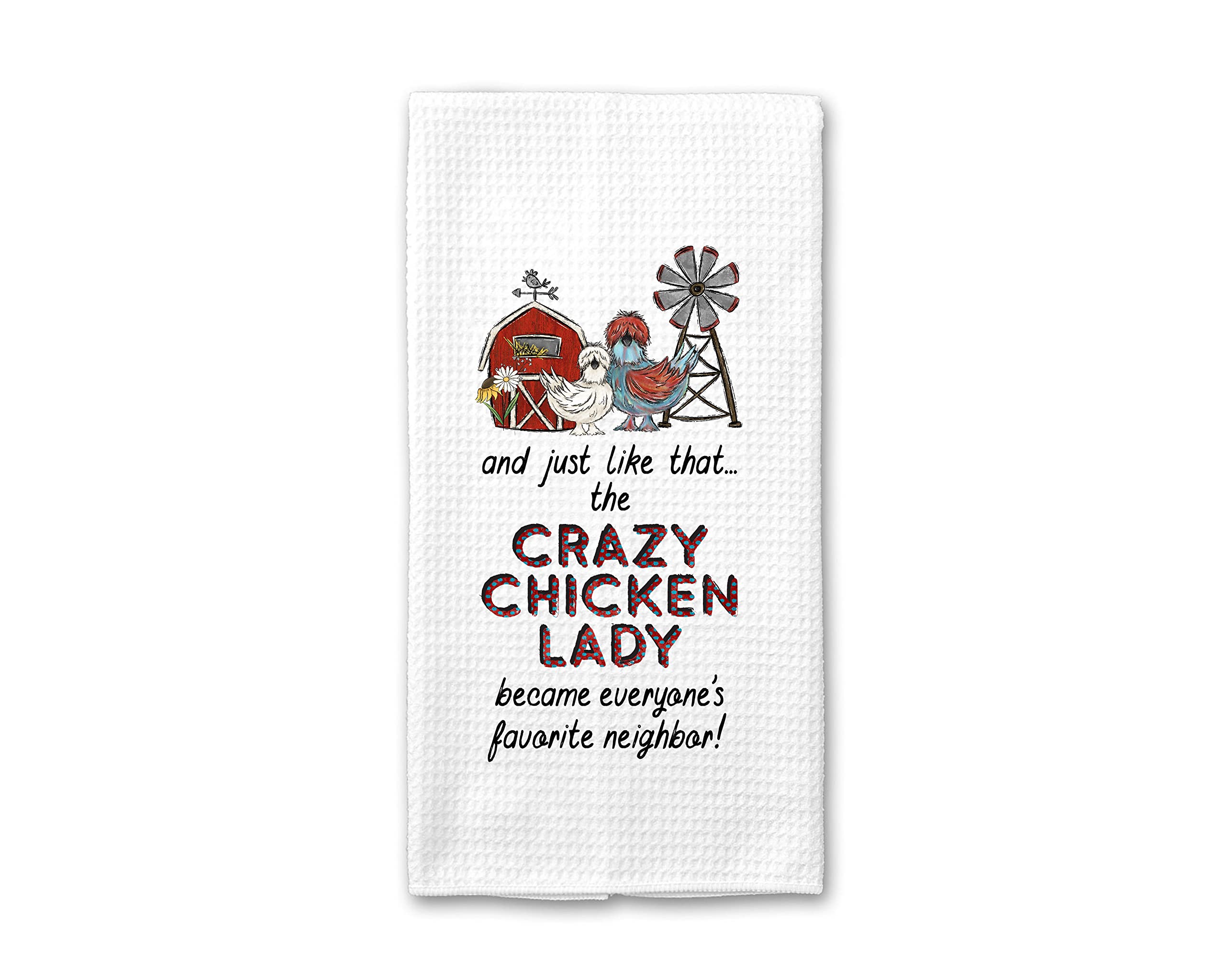 CANARY ROAD Crazy Chicken Lady Neighbor Towel, For Her, Chicken Mom Gift, Chicken Lady, Chicken Farmer Gift, Backyard Farmer Gift