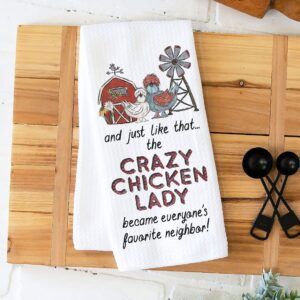 CANARY ROAD Crazy Chicken Lady Neighbor Towel, For Her, Chicken Mom Gift, Chicken Lady, Chicken Farmer Gift, Backyard Farmer Gift