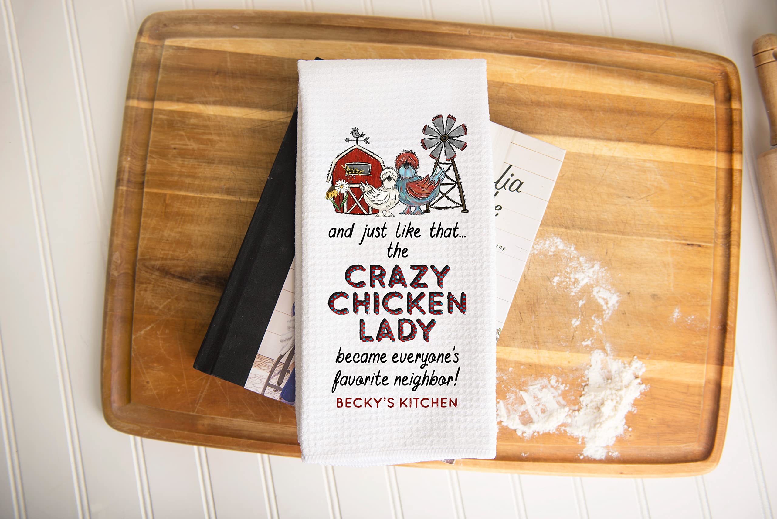 CANARY ROAD Crazy Chicken Lady Neighbor Towel, For Her, Chicken Mom Gift, Chicken Lady, Chicken Farmer Gift, Backyard Farmer Gift