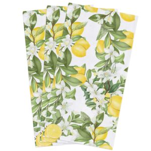 cotton kitchen towels 3 pack 18 x 28 inch summer fruits lemon white flowers super soft tea towels/bar towels/hand towels absorbent reusable cleaning cloth dish towels for kitchen, bathroom