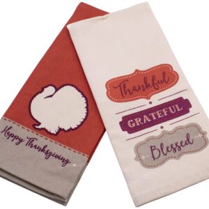 Stephanie Imports Set of 2 Thanksgiving Themed Cotton Kitchen Dish Towels 15.75” X 23”