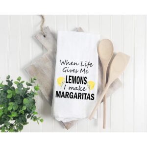 When Life give me Lemons i Make Margaritas - Dish Towel Kitchen Tea Towel Funny Saying Humorous Flour Sack Towels Great Housewarming Gift 28 inch by 28 inch, 100% Cotton, Multi-Purpose Towel