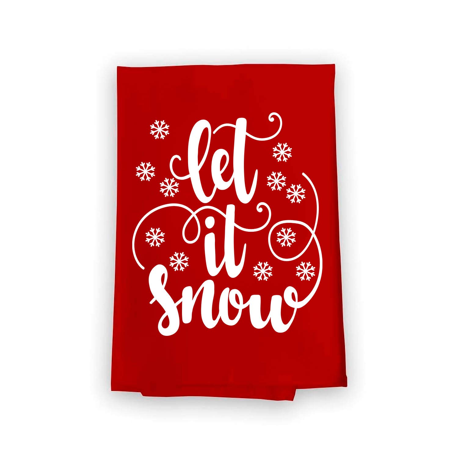 Honey Dew Gifts, Let It Snow, Cotton Flour Sack Towel, 27 x 27 Inch, Made in USA, Christmas Dish Towels, Red Hand Towels, Christmas Kitchen Decor, Holiday Towels Bathroom, Kitchen