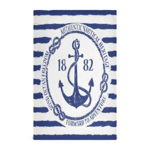 alaza nautical anchor striped blue ocean kitchen towels dish bar tea towel dishcloths 1 pack super absorbent soft 18 x 28 inches