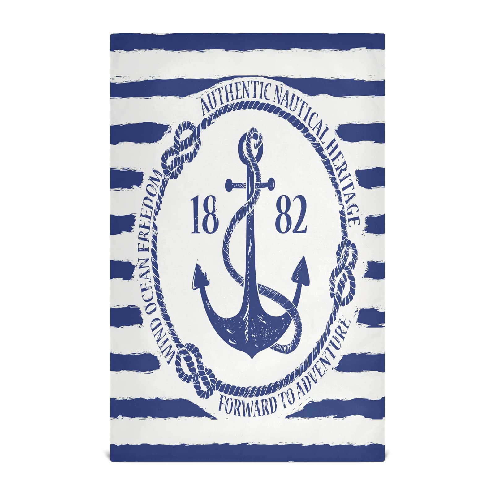 ALAZA Nautical Anchor Striped Blue Ocean Kitchen Towels Dish Bar Tea Towel Dishcloths 1 Pack Super Absorbent Soft 18 x 28 inches