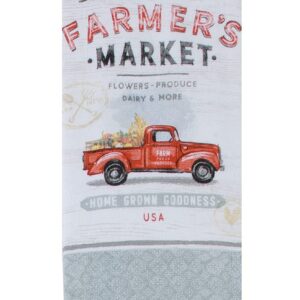 Kay Dee Designs Farm Market 4 Piece Red Truck Kitchen Linen Bundle, 2 Towels and 2 Grabber Mitts