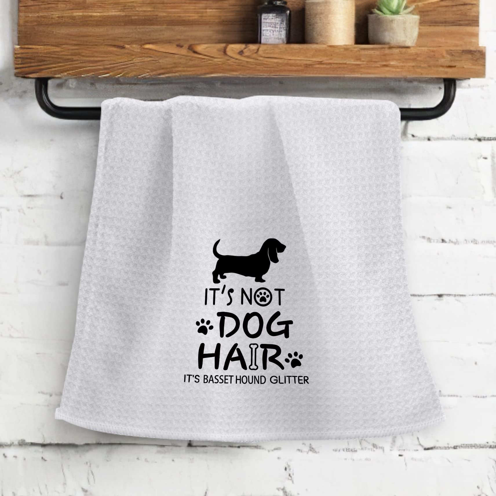 OHSUL It’s Not Dog Hair It’s Basset Hound Glitter Absorbent Kitchen Towels Dish Towels Dish Cloth,Funny Dog Hand Towels Tea Towel for Bathroom Kitchen Decor,Dog Lovers Gifts