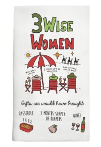 enesco our name is mud three wise women at the beach tea towel dish cloth, 18 x 28 inch, multicolor