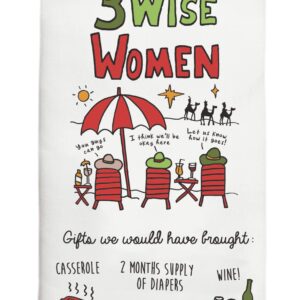 Enesco Our Name is Mud Three Wise Women at The Beach Tea Towel Dish Cloth, 18 x 28 Inch, Multicolor