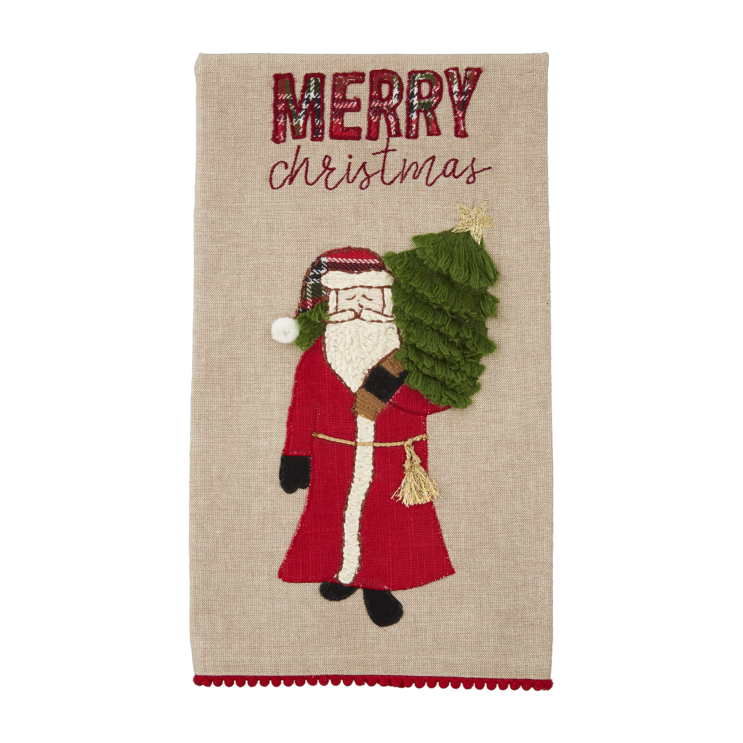 Mud Pie Embroidered Christmas Tea Towel, Merry Christmas, 26" x 18"