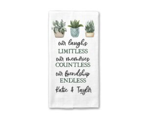 personalized our endless friendship kitchen towel | custom waffle weave dish towel | personalized kitchen towel | housewarming gift | friend gift | personalized dish towel | best friend gift