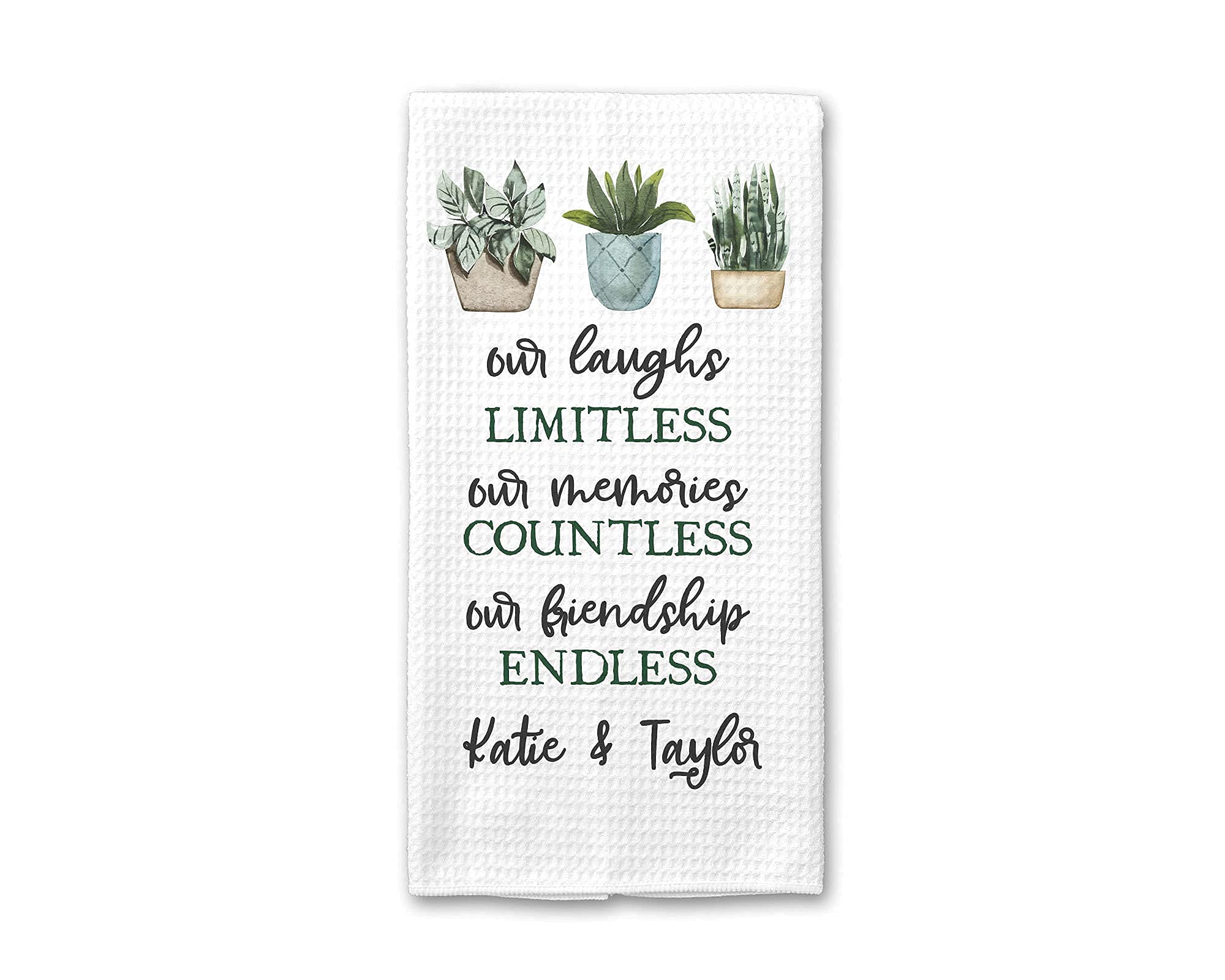 Personalized Our Endless Friendship Kitchen Towel | Custom Waffle Weave Dish Towel | Personalized Kitchen Towel | Housewarming Gift | Friend Gift | Personalized Dish Towel | Best Friend Gift