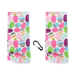2pk holiday print decorative kitchen dish towel set 12 x 25 inch + bonus (happy easter bright colorful easter egg hunt #a)