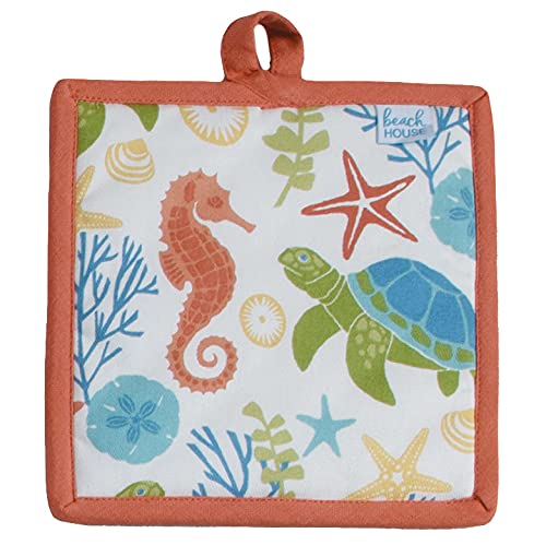 Kay Dee Designs 4 Piece Beach House Sea Turtle Kitchen Bundle, 2 Dual Purpose Towels, Potholder and Oven Mitt