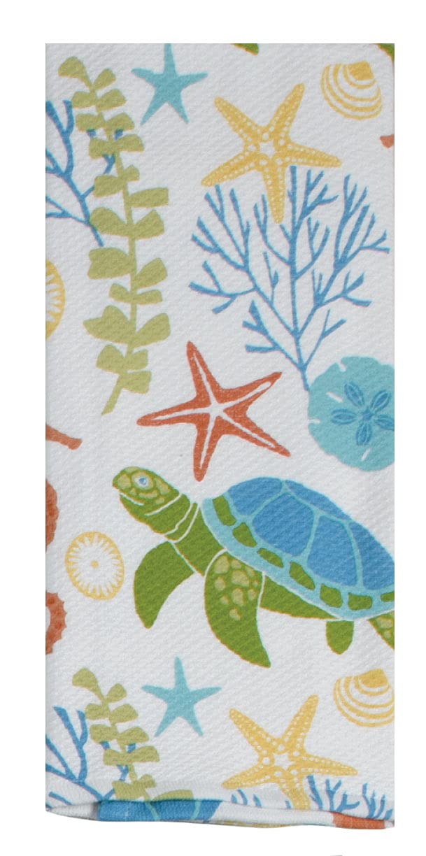 Kay Dee Designs 4 Piece Beach House Sea Turtle Kitchen Bundle, 2 Dual Purpose Towels, Potholder and Oven Mitt