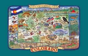 kay dee colorado tea towel the centennial state adventure destinations souvenir pictorial poster style map kitchen towel,multicolor,18 in x 28 in