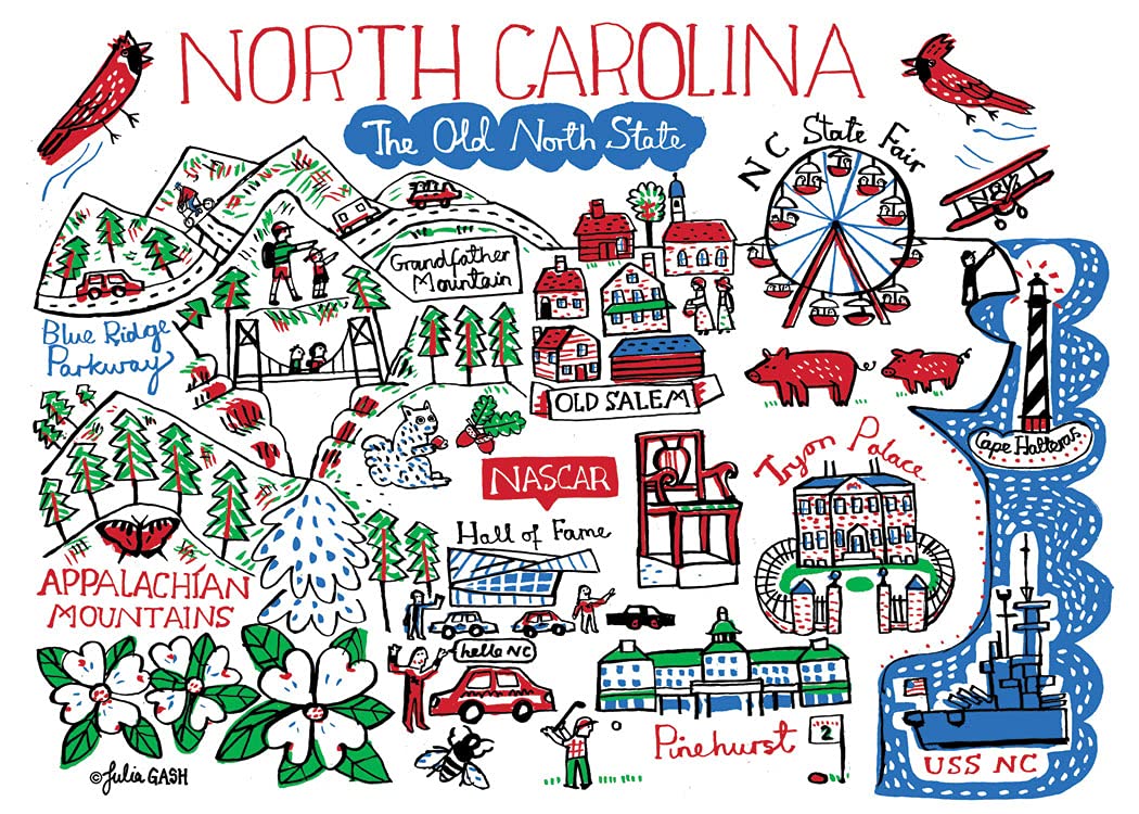 Allport Editions Statescapes North Carolina Kitchen Towel - 100 percentCotton Kitchen Dish Towel, One Size