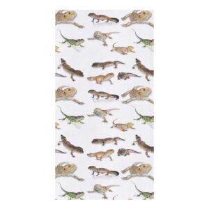 big buy store gecko family reptile decor kitchen dish towels, soft lightweight microfiber absorbent hand towel multi color tea towel for kitchen bathroom 18x28in