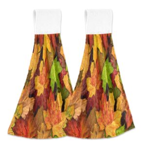 autumn maple leaves hanging kitchen towel fall leaf tree dish cloth tie towels set of 2 hand towel tea bar dry towel absorbent fast drying for bathroom laundry room decor
