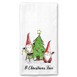 O Christmas Tree Gnomes, Gnome Microfiber Kitchen Towel Holiday Home Decor