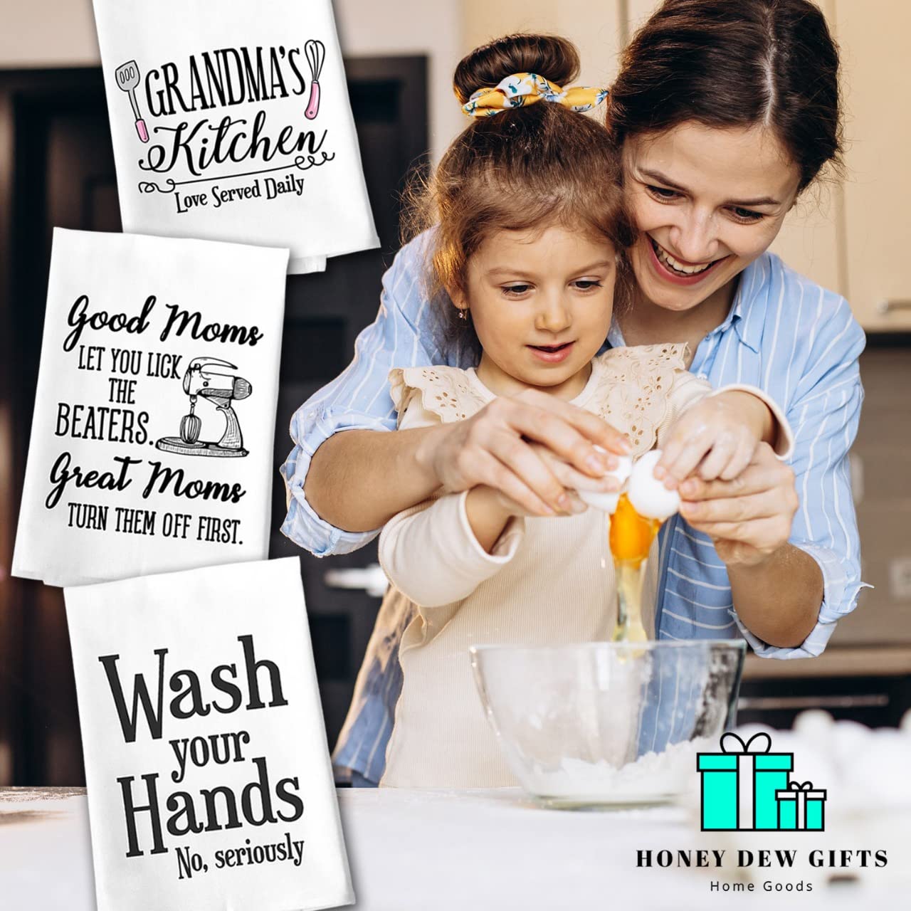 Honey Dew Gifts Funny Kitchen Towels, My Kitchen was Clean Last Week Sorry You Missed it Flour Sack Towel, 27 inch by 27 inch, 100% Cotton, Highly Absorbent, Multi-Purpose Kitchen Dish Towel
