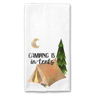 camping is in-tents funny pun saying kitchen tea towel home decor gift