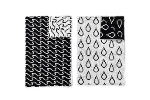areaware bitmap tea towels wave & drop (black & white)