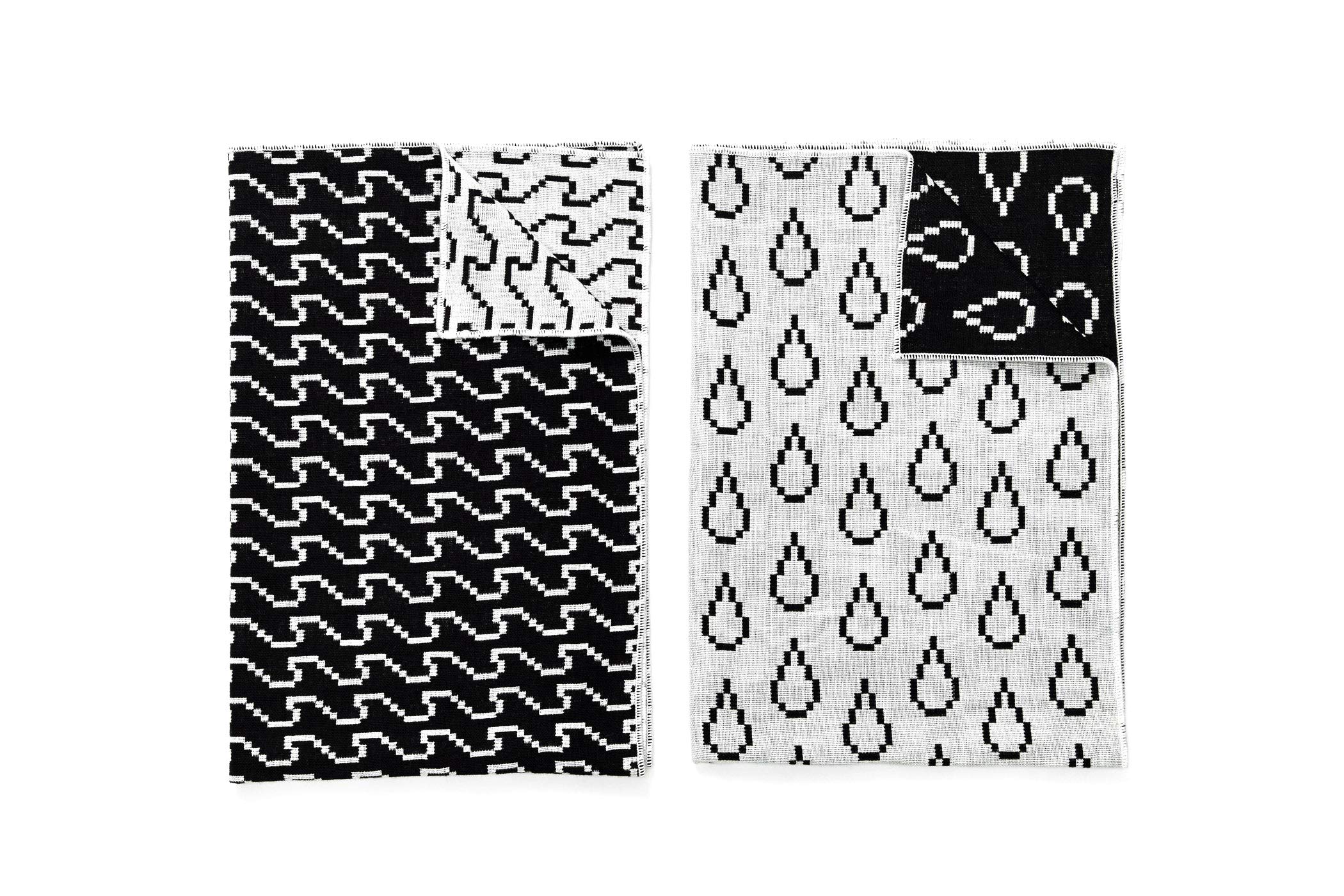 Areaware Bitmap Tea Towels Wave & Drop (Black & White)