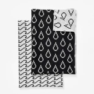 Areaware Bitmap Tea Towels Wave & Drop (Black & White)