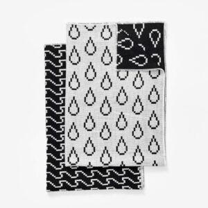 Areaware Bitmap Tea Towels Wave & Drop (Black & White)