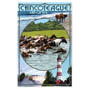 lantern press 16x24 inch giclee art print wall decor, chincoteague, virginia, scenes