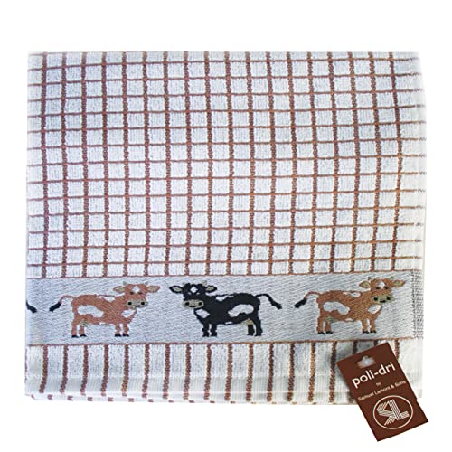 Samuel Lamont & Sons Poli Dri Tea Cotton Towel, Cows Brown