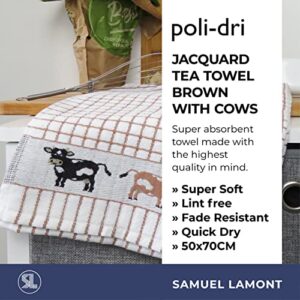 Samuel Lamont & Sons Poli Dri Tea Cotton Towel, Cows Brown