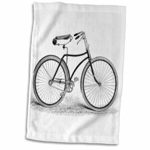 3d rose black and white vintage bicycle pen and ink drawing print-old-fashioned cycler cycling bike towel, 15" x 22", multicolor