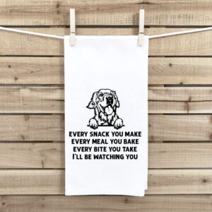 Every Snack You Make Golden Retriever Flour Sack Kitchen Towel with Hanging Loop Funny Peeking Dog Dish Cloth Housewarming Hostess Birthday Christmas Gift