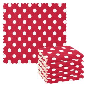 kigai red polka dot kitchen cloth dish towels, super absorbent nonstick oil washable cleaning cloth for washing dishes wipe glass home kitchen household supplies 6 pack
