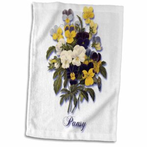 3drose bouquet of pretty pansies in white, yellow, lavender and purple - towels (twl-173068-1)