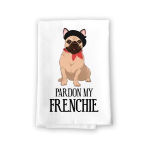 honey dew gifts, pardon my frenchie, 27 inch by 27 inch, french bulldog kitchen towel, french bulldog gifts, french bulldog kitchen accessories, frenchie mom, frenchie dad