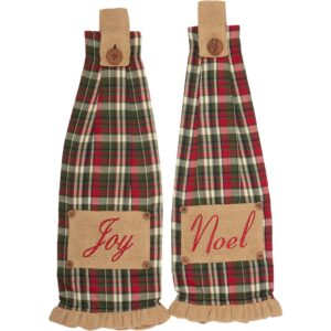 vhc brands forreston joy and noel button loop set of 2 kitchen towel, red