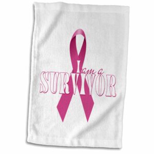 3d rose i am a survivor pink ribbon breast cancer awareness hand towel, 15" x 22"