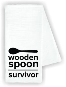 kitchen dish towel wooden spoon survivor funny cute kitchen decor drying cloth…100% cotton