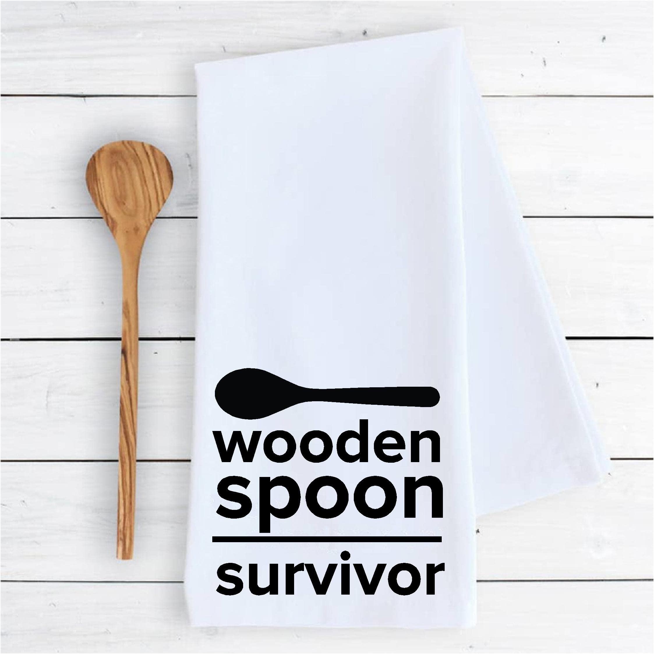 Kitchen dish towel Wooden Spoon survivor funny cute Kitchen Decor drying cloth…100% COTTON