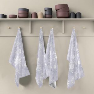 ALAZA Gray White Winter Snowflakes Christmas Decorative Kitchen Dish Towels Set of 4,Soft and Absorbent Kitchen Hand Towels Home Cleaning Towels Dishcloths,18 x 28 Inch