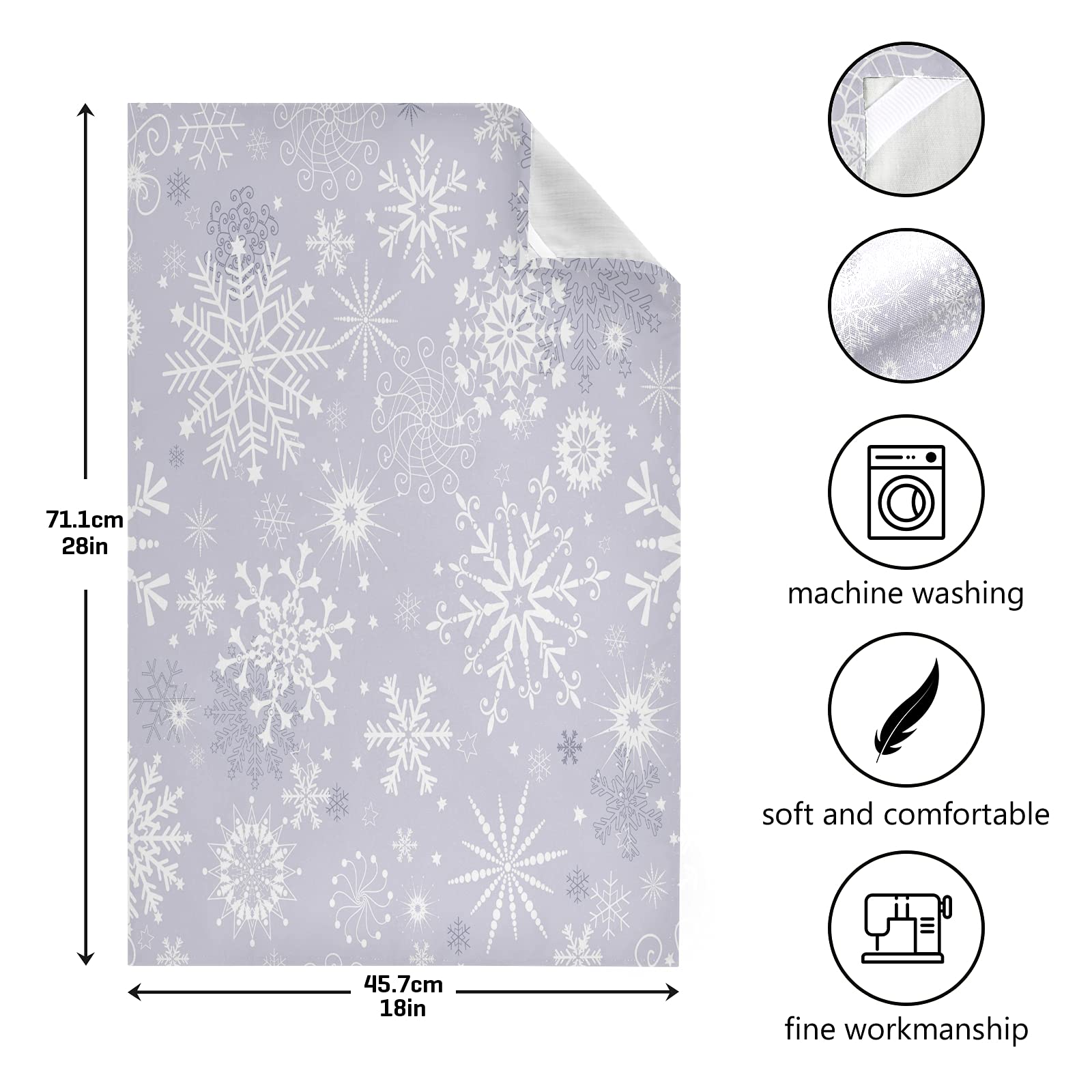 ALAZA Gray White Winter Snowflakes Christmas Decorative Kitchen Dish Towels Set of 4,Soft and Absorbent Kitchen Hand Towels Home Cleaning Towels Dishcloths,18 x 28 Inch