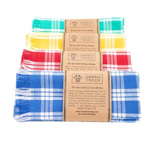 Cerberus Trade Dish and Kitchen Towels -0 Cotton Bar and Hand Towels, Absorbent for Dishes, Blue (Set of 4)