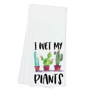 i wet my plants cactus succulent flour sack cotton tea towel kitchen linen