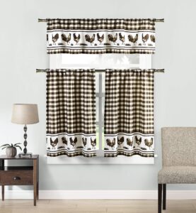 duck river textile hellen kitchen curtains, 1 count (pack of 1), coffee-white