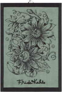 ekelund weavers - frida kahlo design 'mi jardin' -100% organic cotton dish towel - @14 x 21 inches