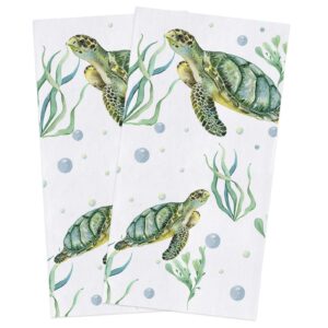 rainbowday cotton kitchen towels super soft absorbent kitchen dish towels for drying dishes/hand/tea/bar towels sea turtle coral marine life cleaning kitchen towels 2 pack, 18x28 inch