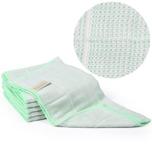 Aimisin 100% Bamboo Kitchen Dish Cloths, Green Washcloths Dish Towels, Ultra Absorbent Fast Drying, Strongly Removes Oil and Dirt, Reusable Environmentally Friendly Rags. 6Pcs, 11.8''x11.8''